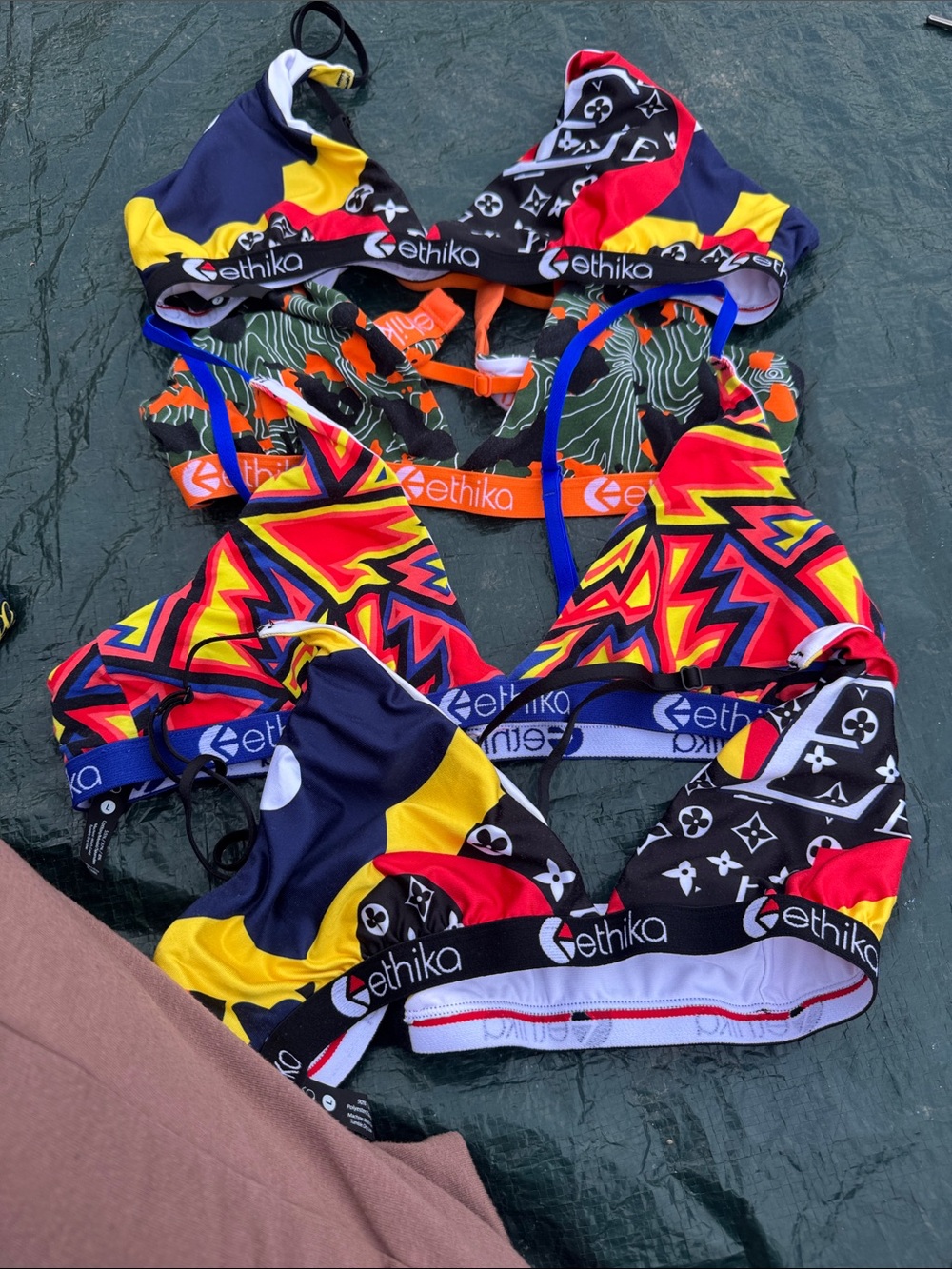 ethika Women's Multicolor Athletic Bralette Set - Bold Graphic Prints
